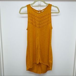Arizona Jean Mustard Tank Top with Lace Appliqué